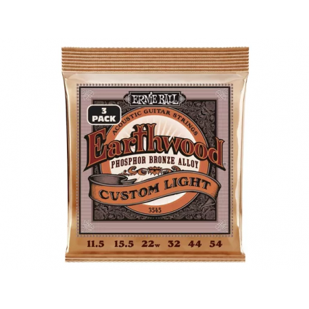 ERNIE BALL 3545 Earthwood Custom Light Phosphor 11.5/54 - 3 PACK
