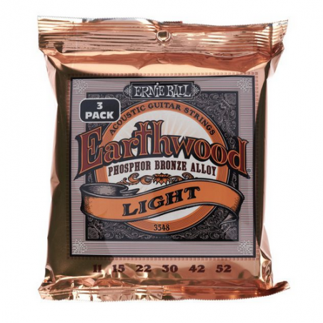 ERNIE BALL 3548 Earthwood Light Phosphor Bronze 11/52 - 3 PACK