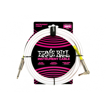 ERNIE BALL 6400 PVC CABLE Straight JACK AGLED 4.5m - WHITE