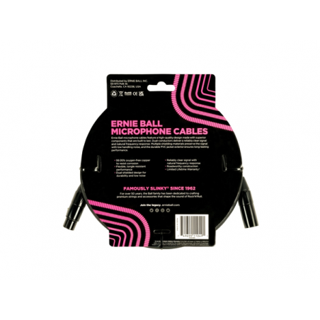 ERNIE BALL 6388 Cavo Microfonico PVC nero - 6m