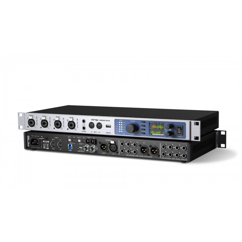 Interfaccia Audio USB 3.0 fino a 192 kHz, 94 In/Out: 12 x Analog I/O, 4 x Preamp Mic/inst, 1 x MADI I/O, 1 x AES/EBU I/O, 2 x AD