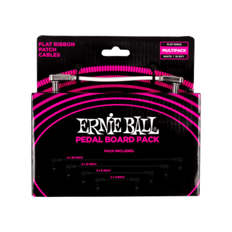 ERNIE BALL 6387 Flat Ribbon Patch Cables White Multi-pack