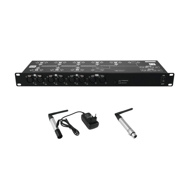 EUROLITE QUICK DMX SET: 1x SPLITTER RACK 19" DMX 8ch+1xTRASMITTER 2.4GHz