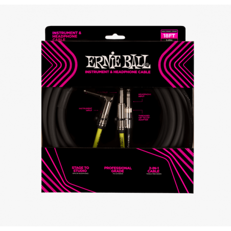 ERNIE BALL 6411 Instrument and Headphone Cable - 5.48m