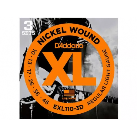 D'ADDARIO EXL110-3D PACK 3 MUTE NICKEL REGULAR LIGHT 10/46