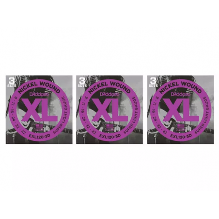 D'ADDARIO EXL120+-3D SET 3 MUTE NICKEL WOUND 9.5-44