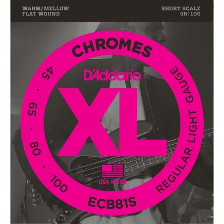 D'ADDARIO ECB81S CHROMES BASS STRINGS 45-100 SHORT SCALE
