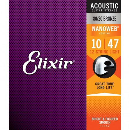 ELIXIR 11152 NANOWEB ACOUSTIC 80/20 BRONZE 010-047