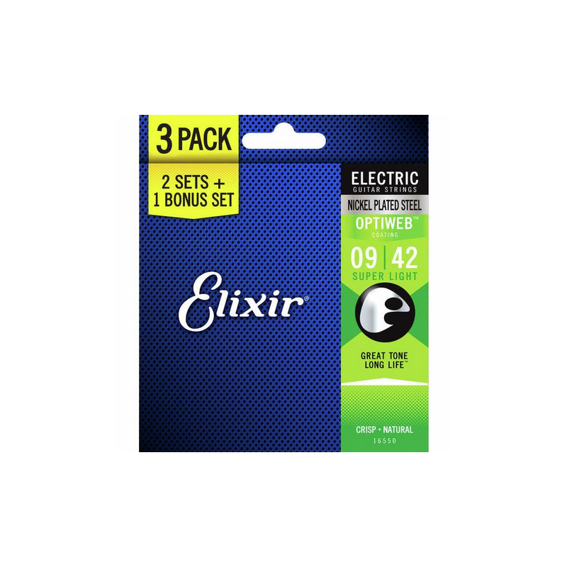 ELIXIR 16550 3 PACK: OPTIWEB 19002 MUTA CORDE ELETTRICA LIGHT - 9-42