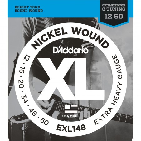 D'ADDARIO EXL148 12/60 NICKEL STRINGS PER ACCORDATURA IN DROP C
