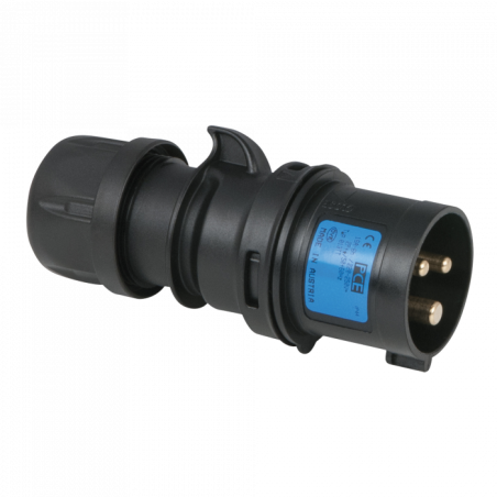 PCE PC0136X CEE 16 A/240 V - 3P Plug male - 6h - BLACK