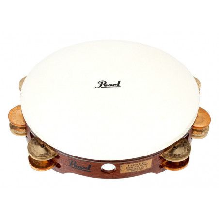 PEARL PETM-1018 GC CONCERT TAMBOURINE, GERMAN SILVER & COPPER JINGLES, W/BAG