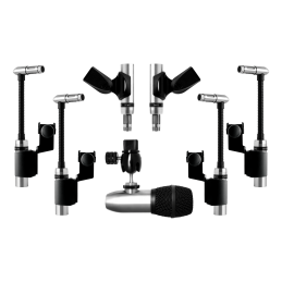 2nd Gen DK7 DrumKit™ (include 2-SR25 G2, 1-DM6, 3-MC1, 4-DM20 G2, 4-RM2 con borse e antivento in una custodia SKB personalizzata