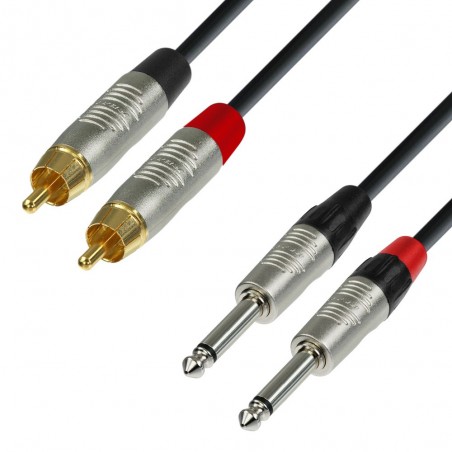 ADAM HALL K4TPC0090 CAVO AUDIO REAN 2 X RCA MASCHIO A 2 X JACK MONO DA 6,3 MM 0,9 M