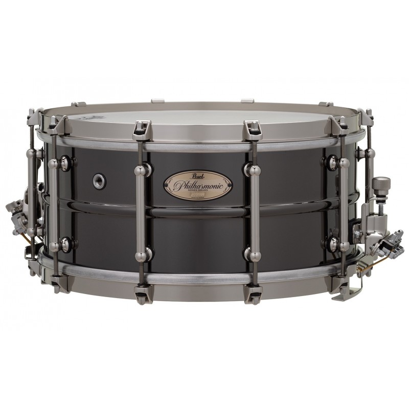 PEARL 14x6.5 Brass  Beaded Shell, Single Flange hoops w/Claw Hooks, Vintage Snare Beds, Black Nickel Finish
