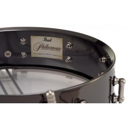 PEARL 14x6.5 Brass  Beaded Shell, Single Flange hoops w/Claw Hooks, Vintage Snare Beds, Black Nickel Finish