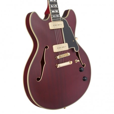 D'ANGELICO DELUXE DC (with stop-bar tailpiece) SATIN TRANS WINE