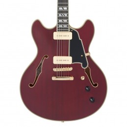 D'ANGELICO DELUXE DC (with stop-bar tailpiece) SATIN TRANS WINE