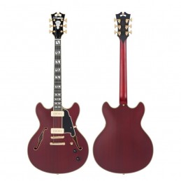 D'ANGELICO DELUXE DC (with stop-bar tailpiece) SATIN TRANS WINE