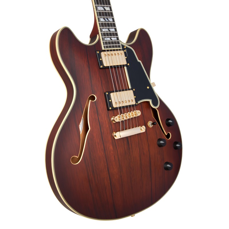 D'ANGELICO DELUXE DC (with stop-bar tailpiece) SATIN BROWN BURST
