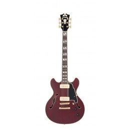 D'ANGELICO DELUXE MINI DC (with stop-bar tailpiece) SATIN TRANS WINE