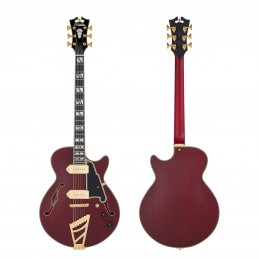 D'ANGELICO DELUXE SS BARITONE(with stop-bar tailpiece) SATIN TRANS WINE