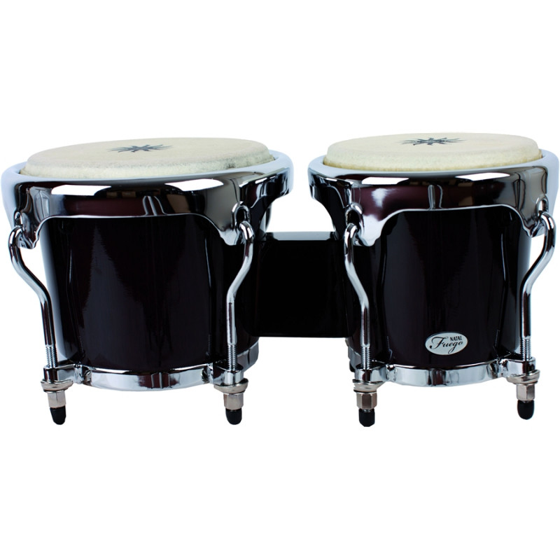 Natural Wood Bongos Chrome Hw Black Gloss