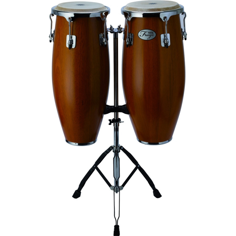 Natural Wood Congas Chrome 2 stand Matt Honey