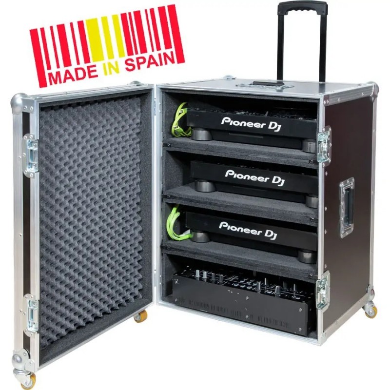 WALKASSE Flight Case professionale Pioneer® 3 x CDJ-3000X/ 2000NXS2 + DJMA9-V10, ruote