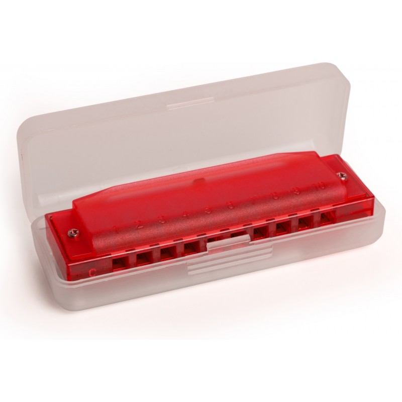 HOHNER TRANSLUCENT HARP RED HARDCASE