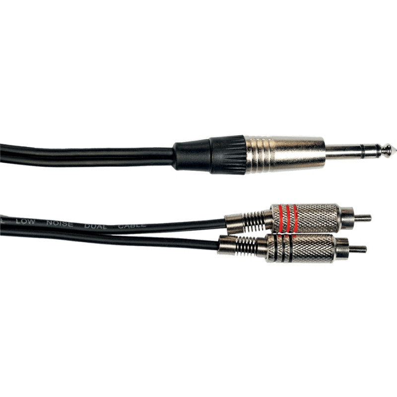 K02ST-3 Cavo Segnale Stereo 2x RCA maschio/Jack TRS 3 m