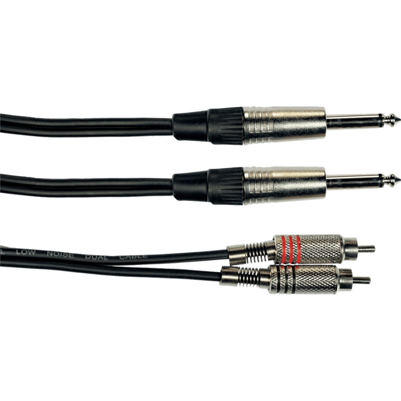 K03-3 Cavo Segnale Stereo 2x RCA maschio/2x Jack TS (Mono) 3 m