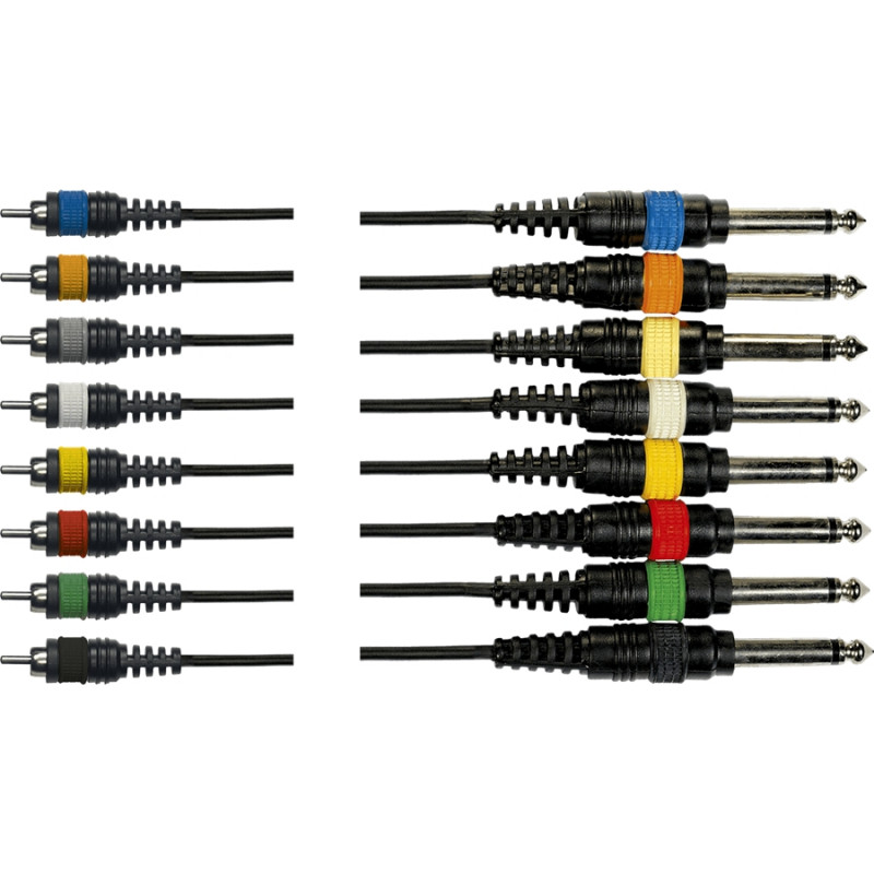 OC16 Frusta 8 Cavi RCA Maschio/Jack Mono 5 m