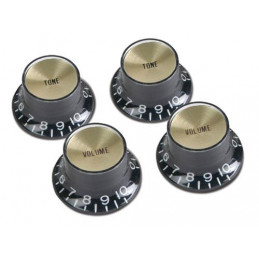 GIBSON TOP HAT STYLE KNOBS BLACK W/GOLD METAL INSERT - 4 PACK PRMK-020