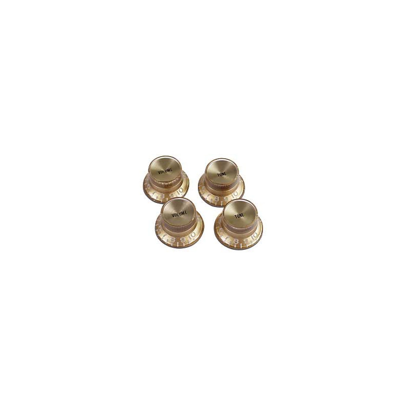 GIBSON TOP HAT STYLE KNOBS GOLD W/GOLD METAL INSERT - 4 PACK PRMK-030