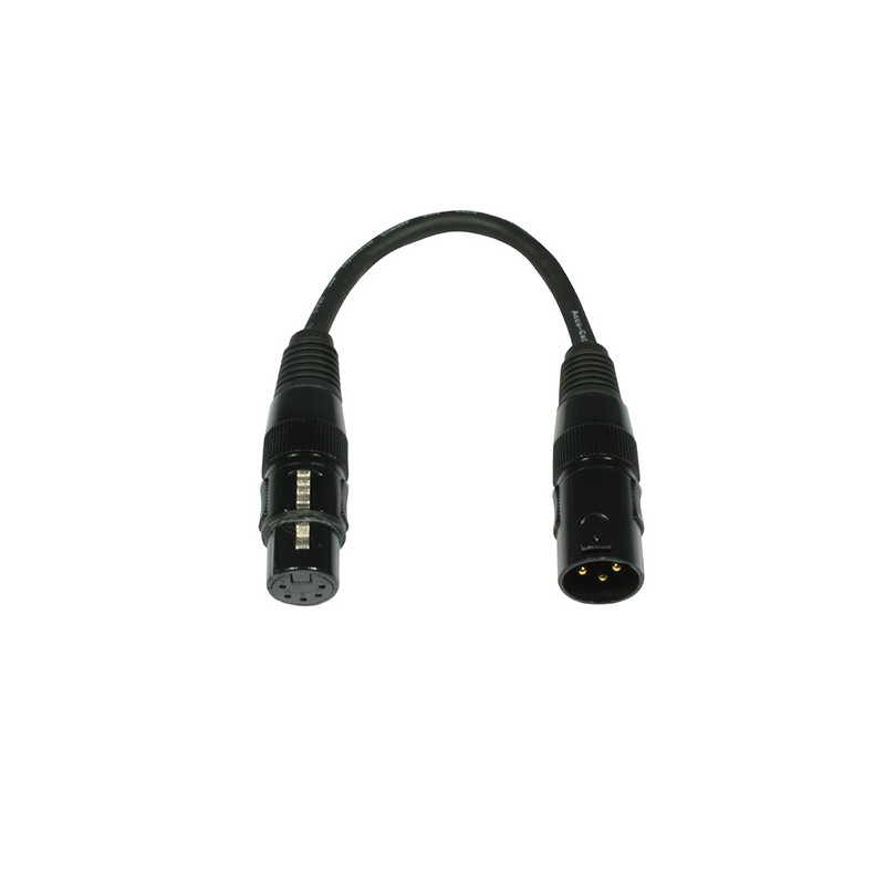 ACCU-CABLE DMXT3M5F ADAPTER CABLE DMX 3P MALE / 5P FEMALE 0.20M