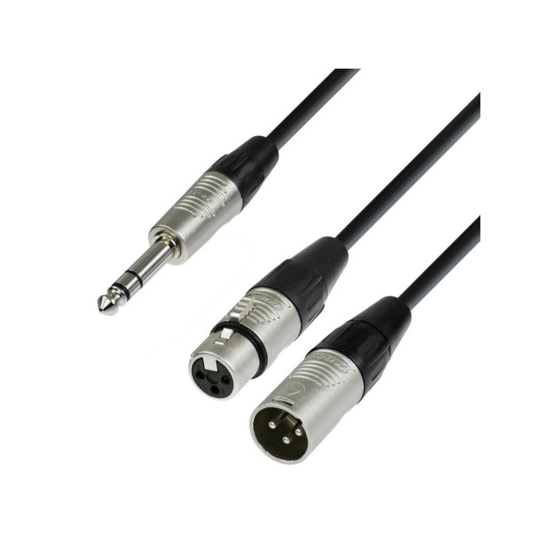 ADAM HALL K4YVMF0300 CAVO AUDIO REAN JACK STEREO DA 6,3 MM / 1 X XLR MASCHIO E 1 X XLR FEMMINA 3 M