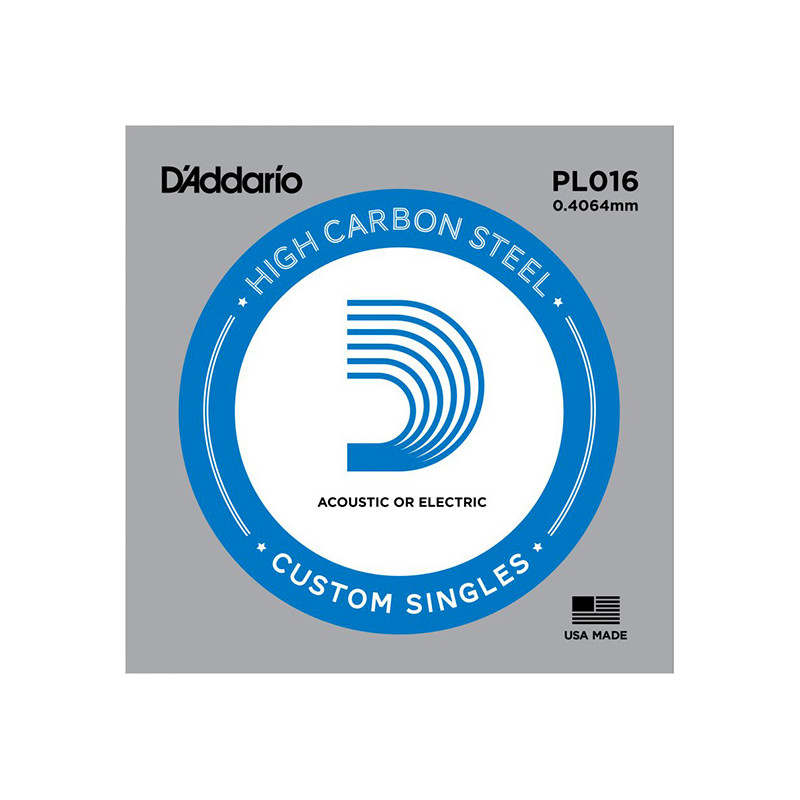 D'ADDARIO PL016 PLAIN STEEL SINGLES .016