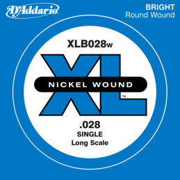 D'ADDARIO XLB028W NICKEL WOUND BASS STRING 028