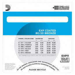 D'ADDARIO EXP11 COATED 80-20 BRONZE LIGHT 12-53