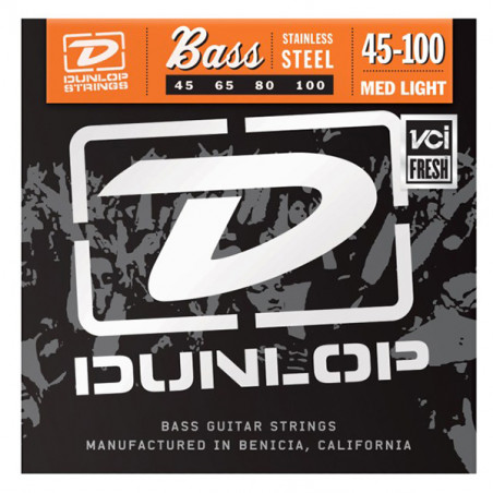 DUNLOP DBS45100 STAINLESS STEEL BASS STRINGS 45-100 - 4CORDE