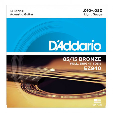 D'ADDARIO EZ940 85/15 BRONZE 12 STRINGS LIGHT 10/47