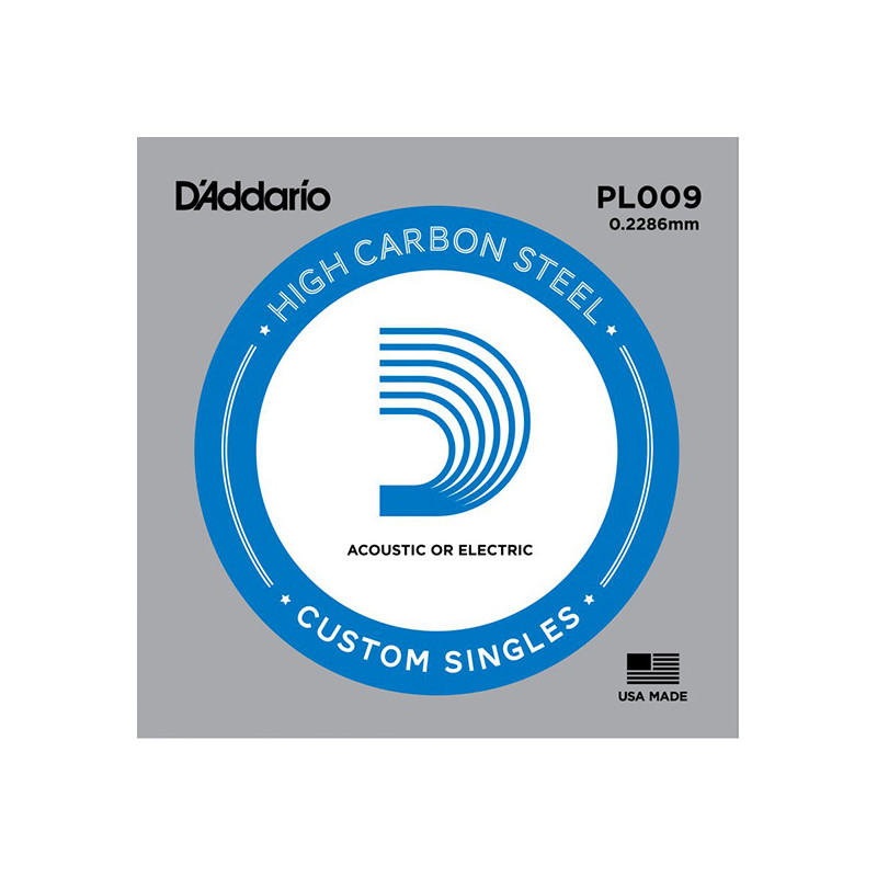D'ADDARIO PL009 PLAIN STEEL SINGLES .009