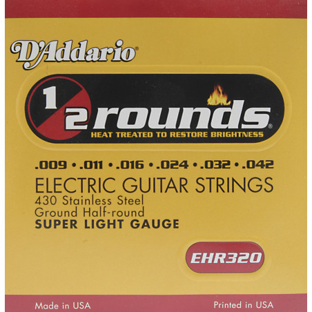 D'ADDARIO EHR320 HALF ROUNDS SUPER LIGHT 09/42