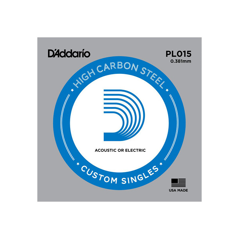 D'ADDARIO PL015 PLAIN STEEL SINGLES .015