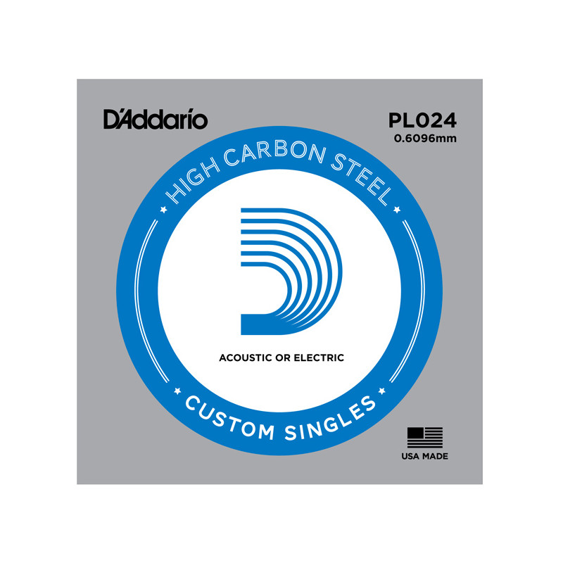 D'ADDARIO PL024 PLAIN STEEL SINGLES GUITAR STRINGS 024