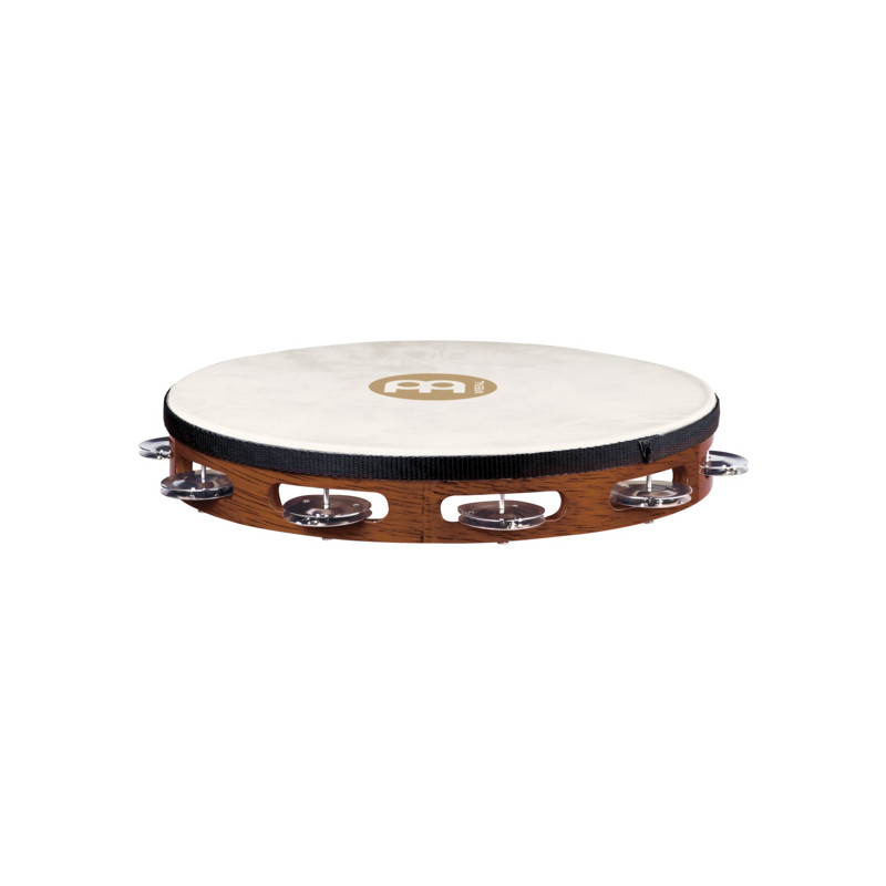 MEINL TAH1AB TRADITIONAL GOAT-SKIN WOOD TAMBOURINE, STEEL JINGLES 1 ROW