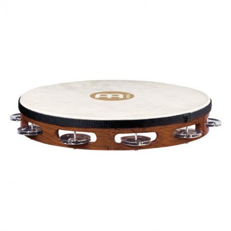 MEINL TAH1AB TRADITIONAL GOAT-SKIN WOOD TAMBOURINE, STEEL JINGLES 1 ROW