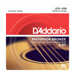 D'ADDARIO EJ17  BRONZE ACOUSTIC GUITAR STRINGS MEDIUM 13-56