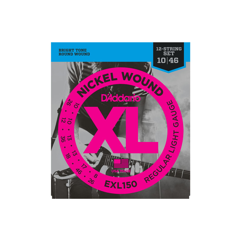 D'ADDARIO EXL150 NICKEL WOUND 12-STRING REGULAR LIGHT 10-46
